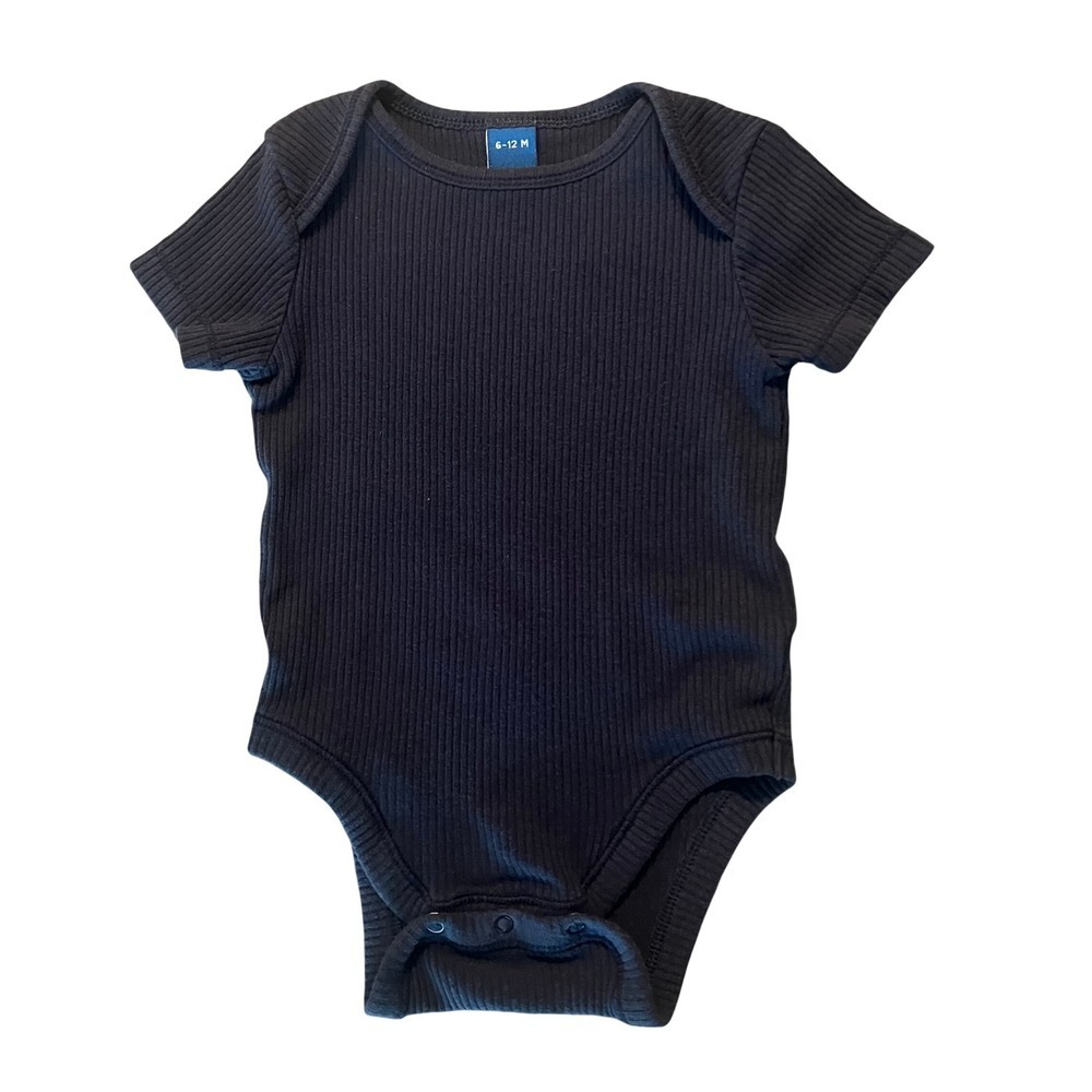 Old Navy Baby Ribbed Short Sleeve Bodysuit Navy Blue 6-12 Months (0926)